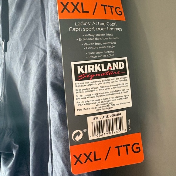 NWT Kirkland size XXL, navy blue capri, drawstring waist, stretchy - Picture 3 of 7